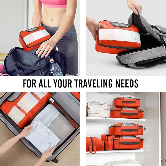 Veken 8 Set Packing Cubes for Travel Essentials, Suitcase Organizer Bags in 4 Sizes, Carry-On Luggage Accessories with Large Laundry & Hanging Toiletry Bag, Must-Have for Airplane, Road Trip & Camping