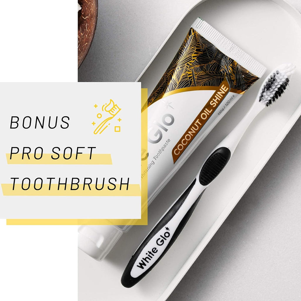 White Glo Coconut Oil Whitening Toothpaste, Refreshing Coconut & Mint Flavour, Fluoride-free Holistic Oral Care, Infused Luxurious Coconut Oil For Sparkling White Teeth and Ultimate Clean - 5.2 Ounces