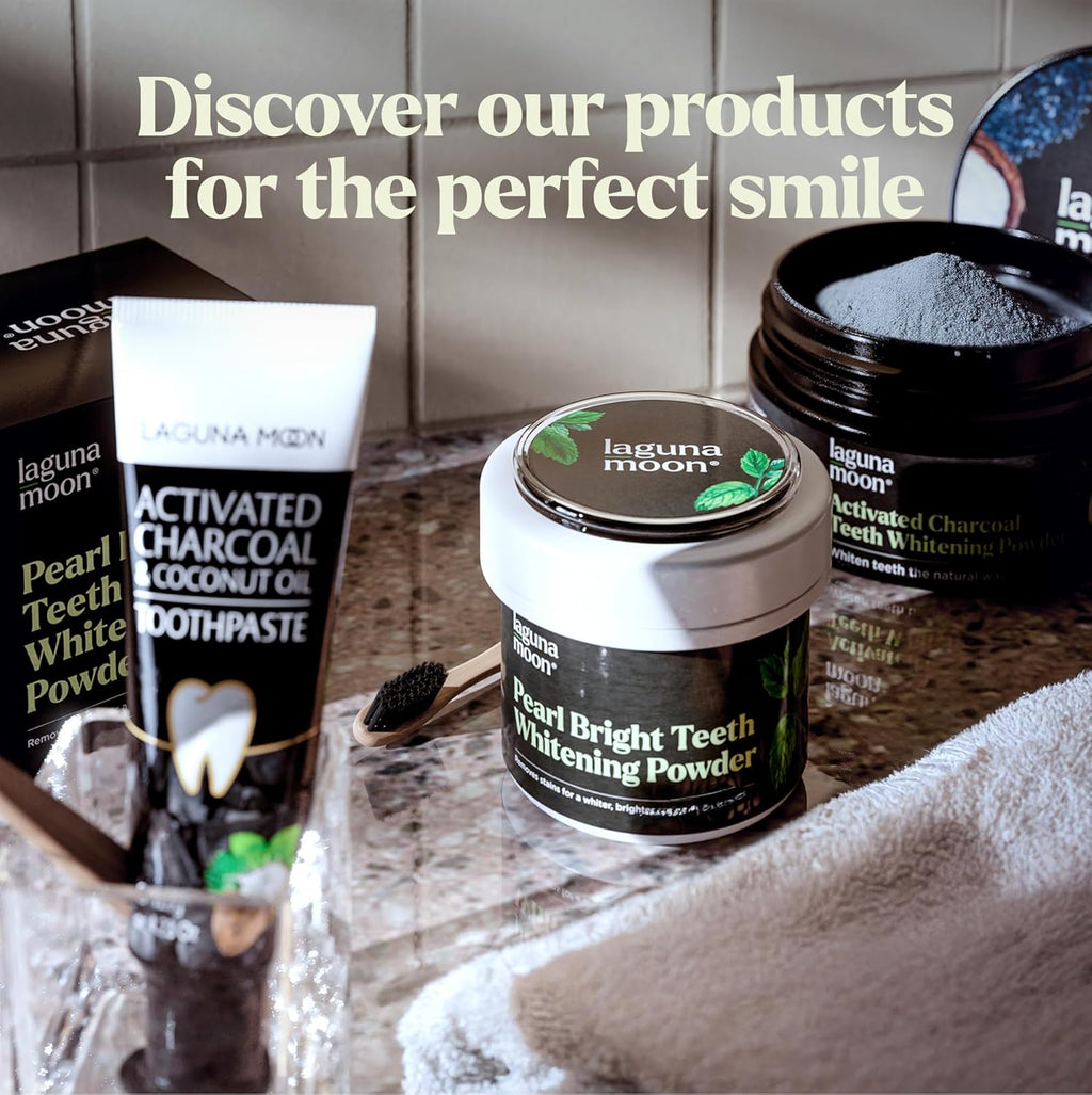 Lagunamoon Teeth Whitening Powder, 50g Bright Pearl Spearmint Flavor - Natural Teeth Whitening, Polish, Stain Remover - Alternative to Toothpaste, Tooth Powder for Sensitive Teeth