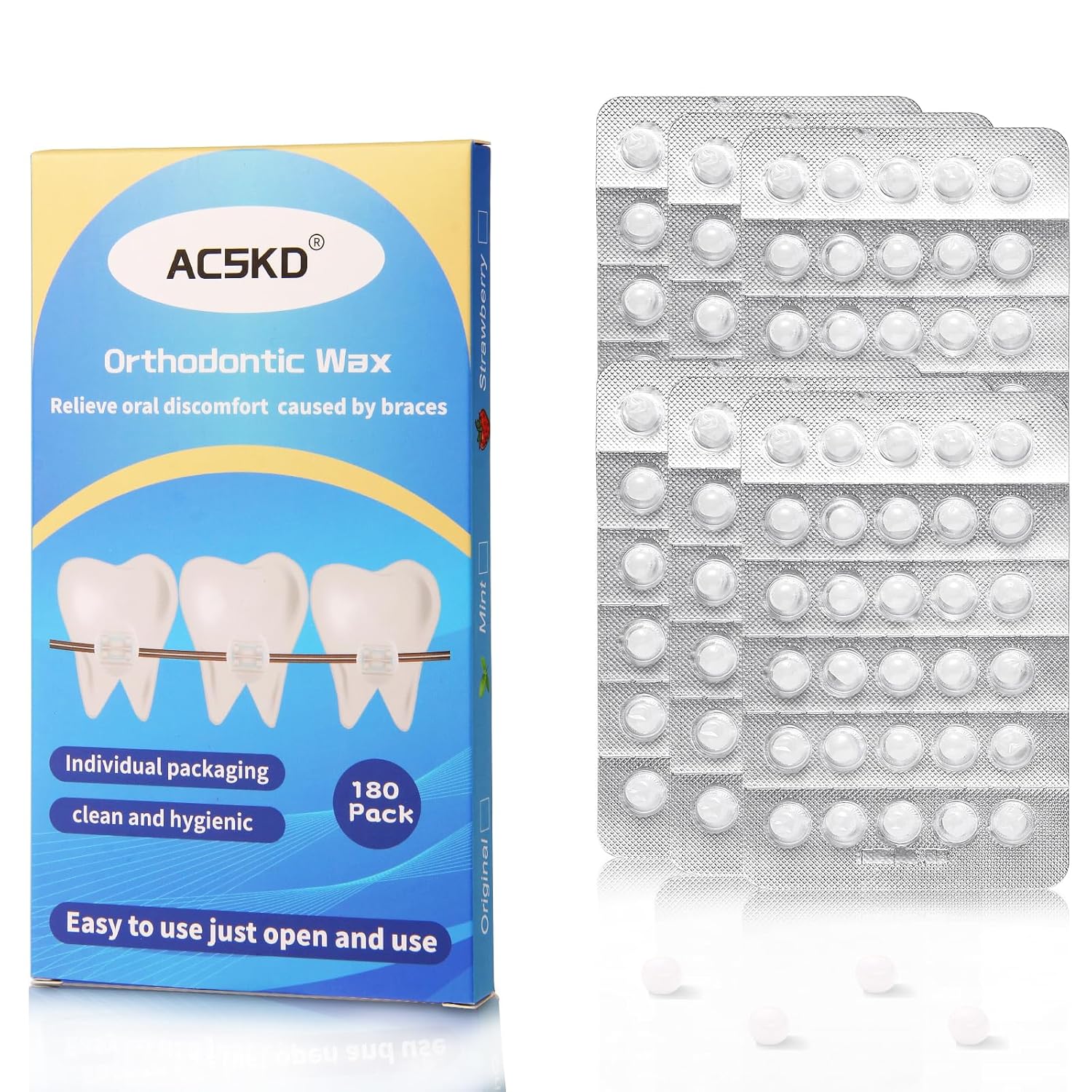 180PCS Braces Wax,Orthodontic Wax with Individual Packaging,Dental Waxs for Brace Travel Home Office,Unflavored