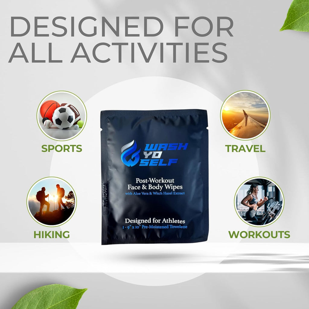 Wash Yo Self Body Wipes - Individually Packaged Disposable Wet Wipes for Kids and Adults - 10 pack