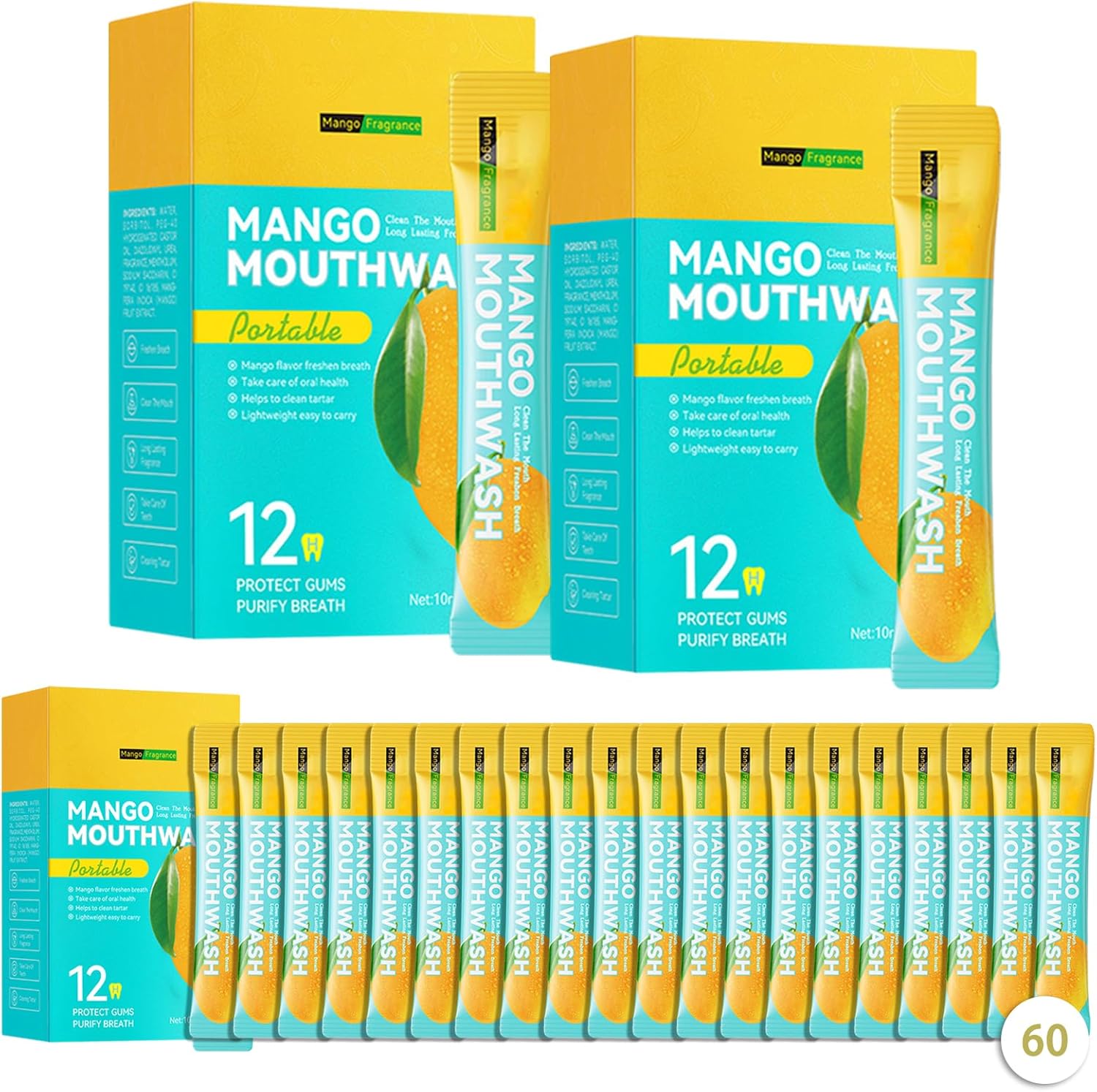 60PCS Travel Size Mouthwash,Portable Mini Mouthwash,Long-Lasting Freshness Travel Mouth Wash for Oral Care A9