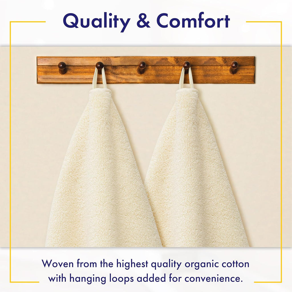 100% Organic Luxury Bath Sheets - GOTS Certified - Extra Large 35x70 Inches (Pack of 2) Zero-Twist, Long-Staple Cotton Bath Sheet Set (Papyrus)