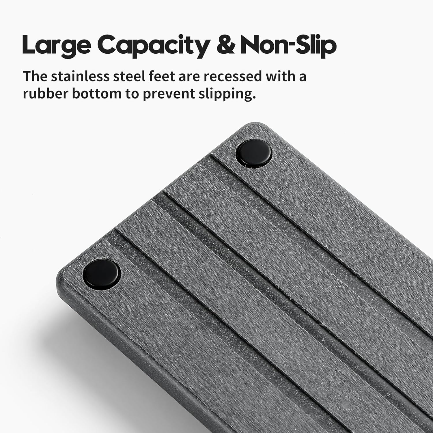 2 Pack Fast Drying Water Absorbing Diatomite Stone Mat Tray for Kitchen & Bathroom Counter - Instant Dry Sink Caddy Organizer - Vanity Holder for Soap and Sponge – Charcoal 10" x 4"