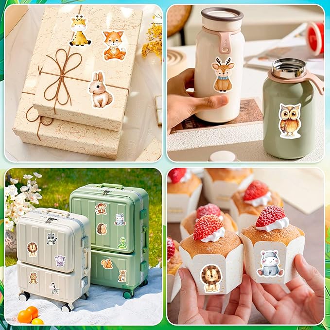 1200 Pcs Animal Stickers for Kids 2 Roll Nature Stickers Cute Roll Sticker Bulk for Teacher Reward School Supplies Incentives (16 Styles)