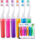 Lingito Mini Toothbrush with Cover - Camping & Travel Size, Adult Kit (6 Pack)