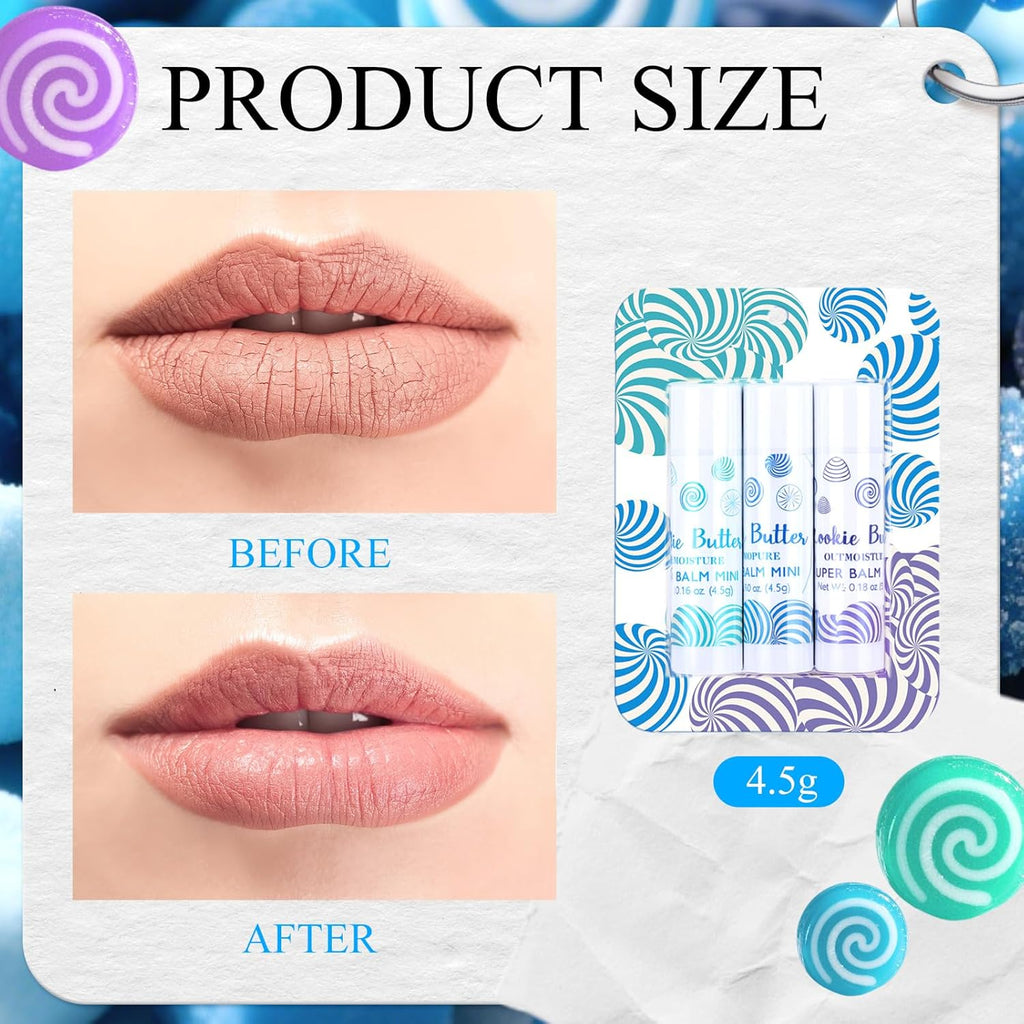 Leelosp 18 Pcs Christmas Lip Balm Candy Shapes Lipstick Set Lip Care Sugar Moisturizing Balms Natural Organic for Christmas Gifts Stocking Stuffers for Coworker Employee Winter Holiday Party Favors