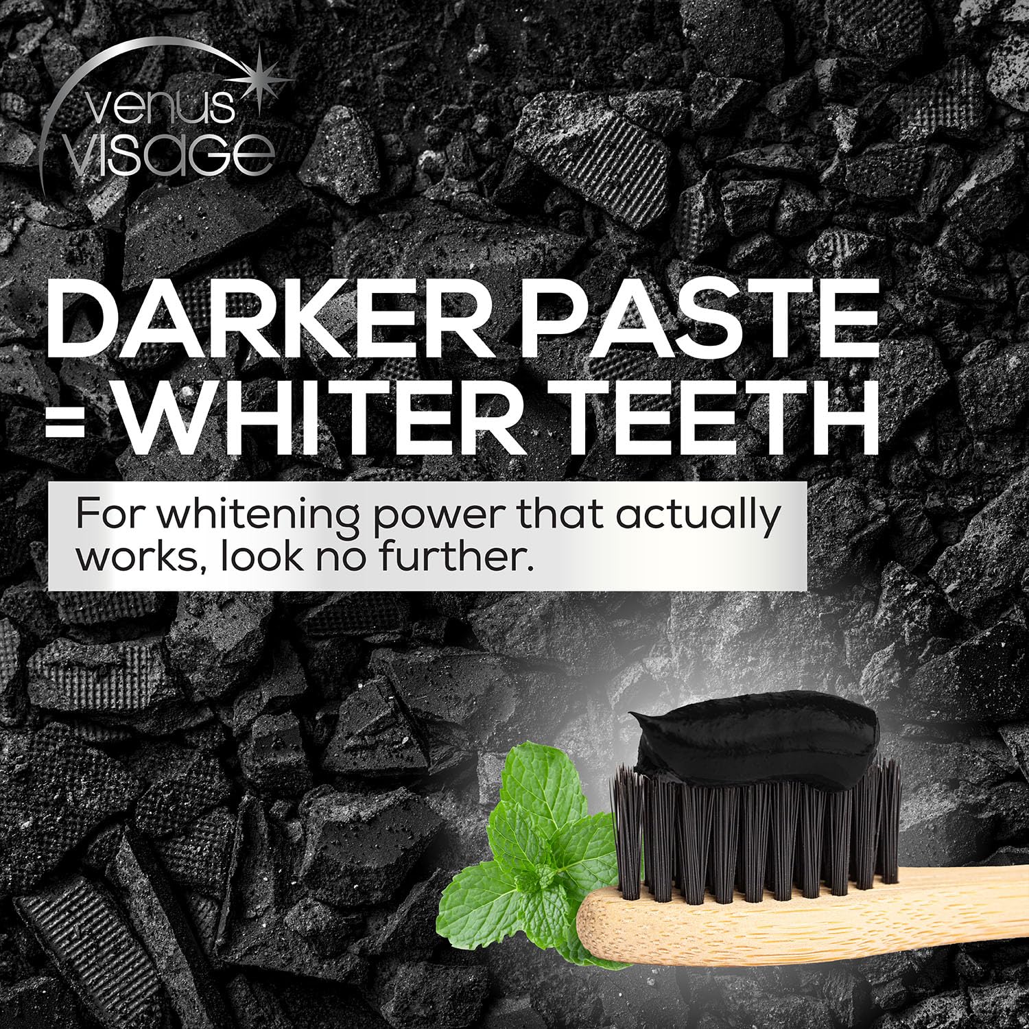 Venus Visage Activated Charcoal Toothpaste for Whitening - Effective Teeth Whitening Toothpaste for Surface Stains - Peppermint Flavor (3.7 oz/105 g)