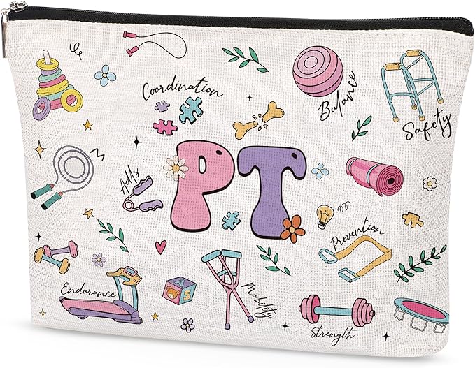 Physical Therapist Makeup Bag Gifts for Women, PT Appreciation Cosmetic Bag, Rehabilitation Therapy Zipper Pouch, Physical Therapy Accessories for Therapist, Teacher, Coworker