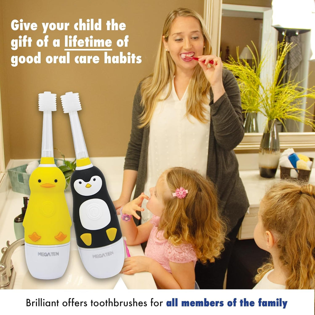 Brilliant Oral Care Kids Sonic Toothbrush Ultra Soft Replacement Heads, for Children Ages 3+, Yellow, 2 Pack