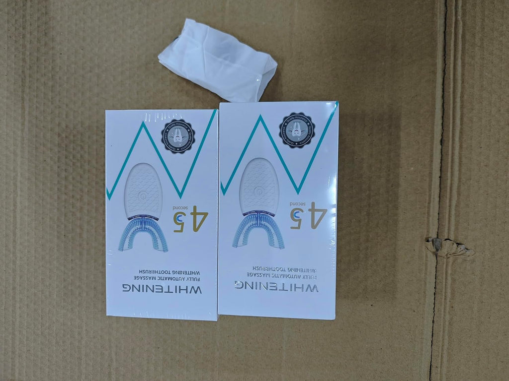 2 Pieces Ultrasonic Electric Toothbrush Adults U Shaped Automatic Toothbrushes for Teeth Whitening, 3 Brush Heads, Whole Mouth 360 Degree Cleaning Hands Rechargeable IPX7 Waterproof (No Base)