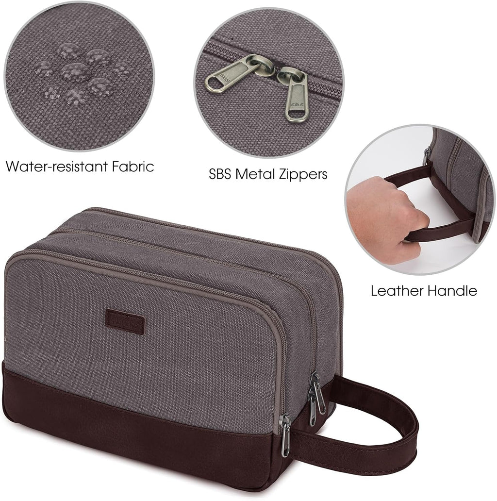 WANDF Travel Toiletry Bag for Men Large Toiletries Shaving Bag Water Resistant Hanging Dopp Kit Travel Accessories Bag for Women Men (Taupe)