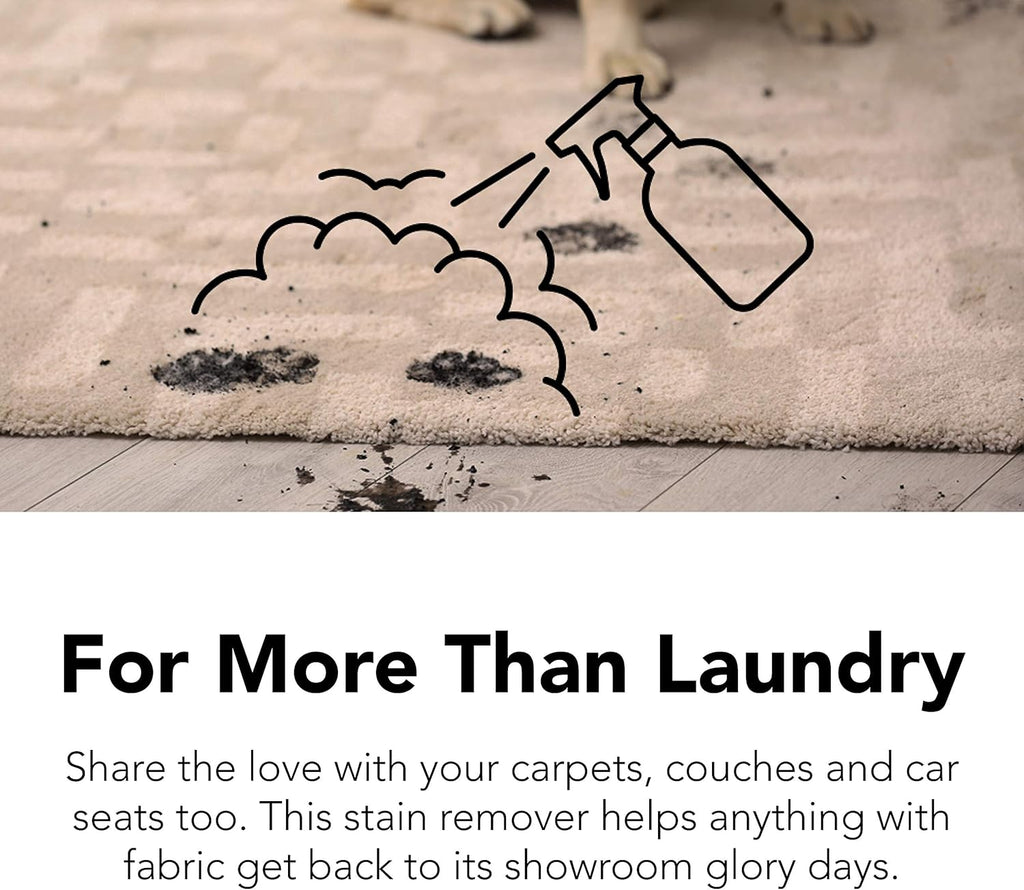 Laundry Stain Remover Spray, 16oz (2-Pack). 'Free & Clear' Stain Remover & Spot Treater Prewash Detergent for Clothes, Carpet & Gear. 'ProvenSafe' Cleaning Spray for Pets, Kids & Sensitive Skin