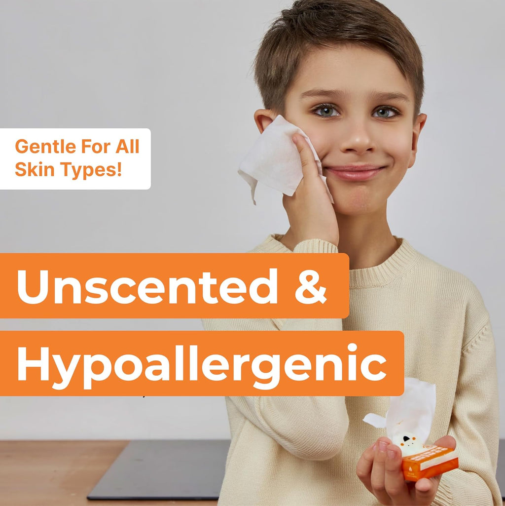 Impossibly Compact Travel Wipes - 99.5% Water - Safe for Sensitive Skin & Hypoallergenic, Resealable, Thick & Durable - For Adults, Kids & Baby Care - Unscented, 10 Pack Total 60 Wipes