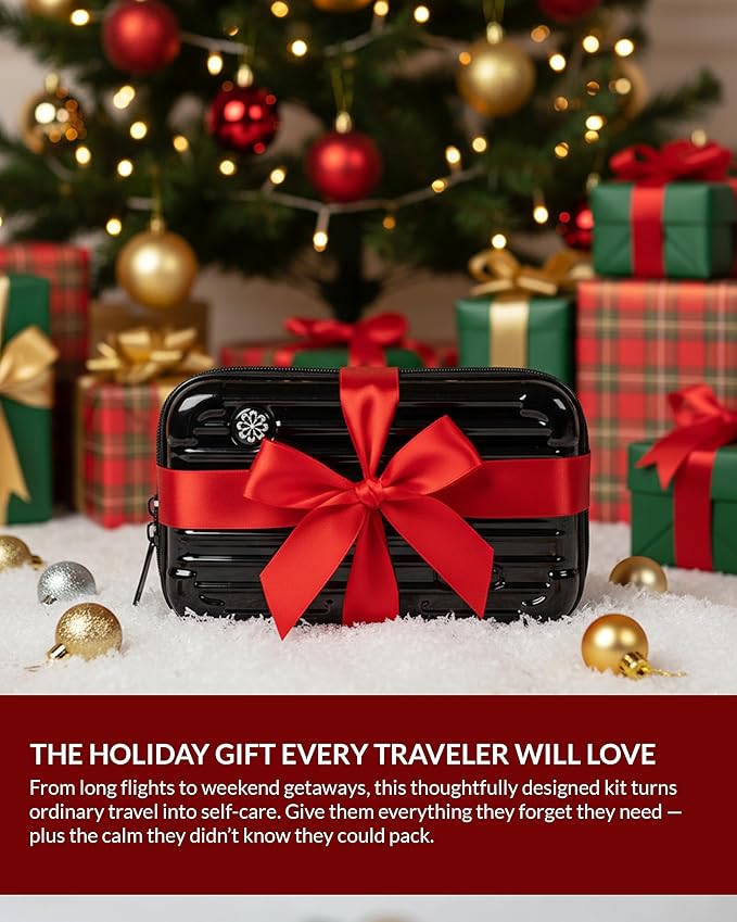 Essence Travel Amenity Kit - Compact Wellness Organizer with 5 Nasal Diffusers + 9 Traveler Comfort Essentials for Flights, Hotels & Adventures - Wearable Aromatherapy Self-Care On the Go