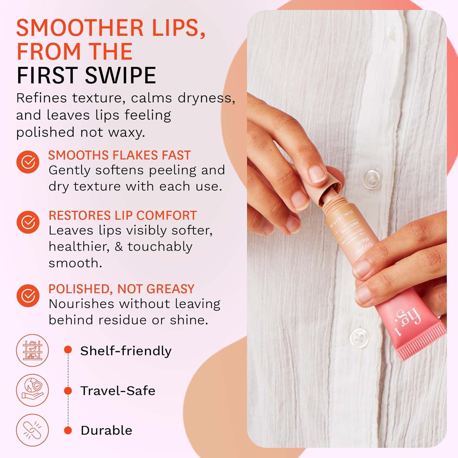 Fig.1 ReviveLip Enzyme Mask | Hydrating Lip Balm for Dry Flaky Lips – Vegan Moisturizing Lip Treatment with Papain & Hyaluronic Acid | Overnight Lip Mask | Lip Moisturizer for Sensitive Skin 0.5 oz