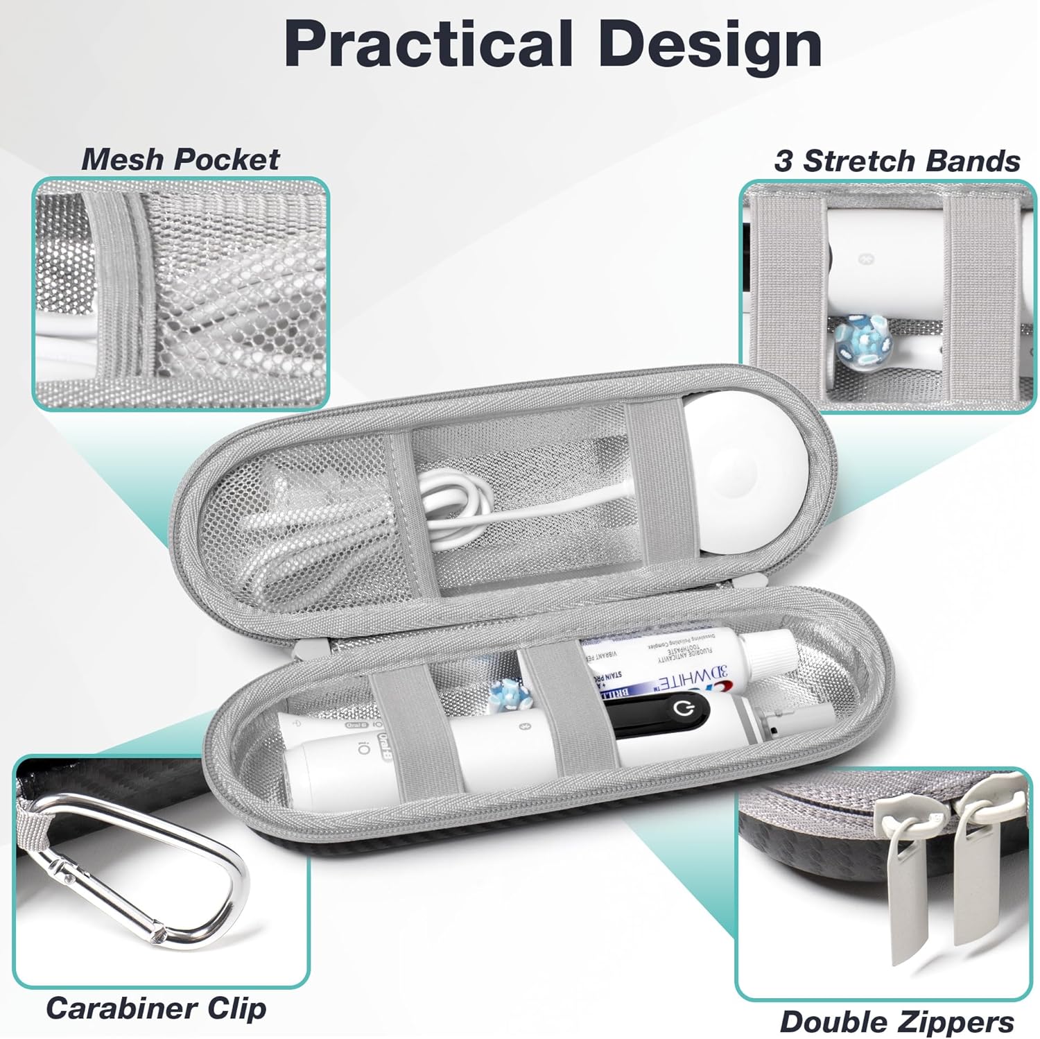 Nincha Hard Shell Electric Toothbrush Case - for Oral-B iO/Pro/Smart Series, Philips Sonicare Electric Toothbrush, Bigger Size Travel Case Fits all Powered Toothbrushes and Accessories Black