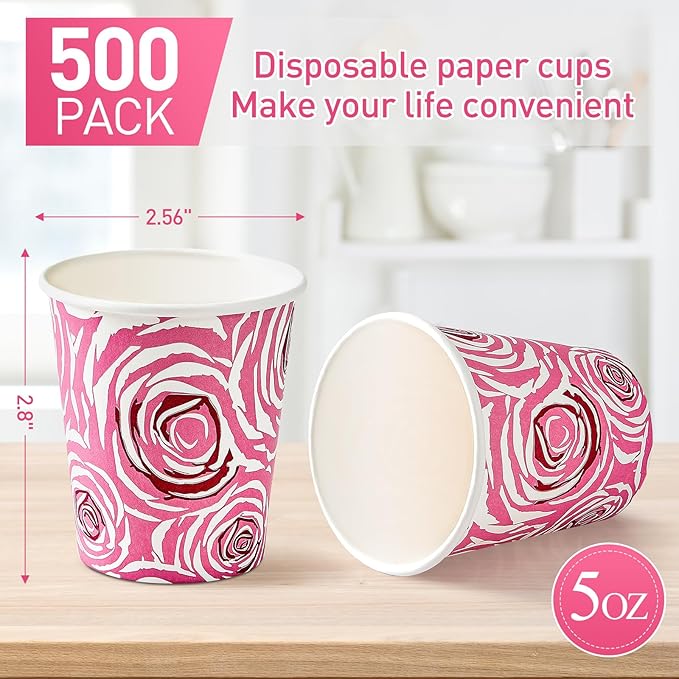 500 Pack 5oz Disposable Paper Cups, Colorful Paper Cups, Small Mouthwash Cups, Mini Paper Cups for Parties, Picnics, Barbecues, Travel and Events