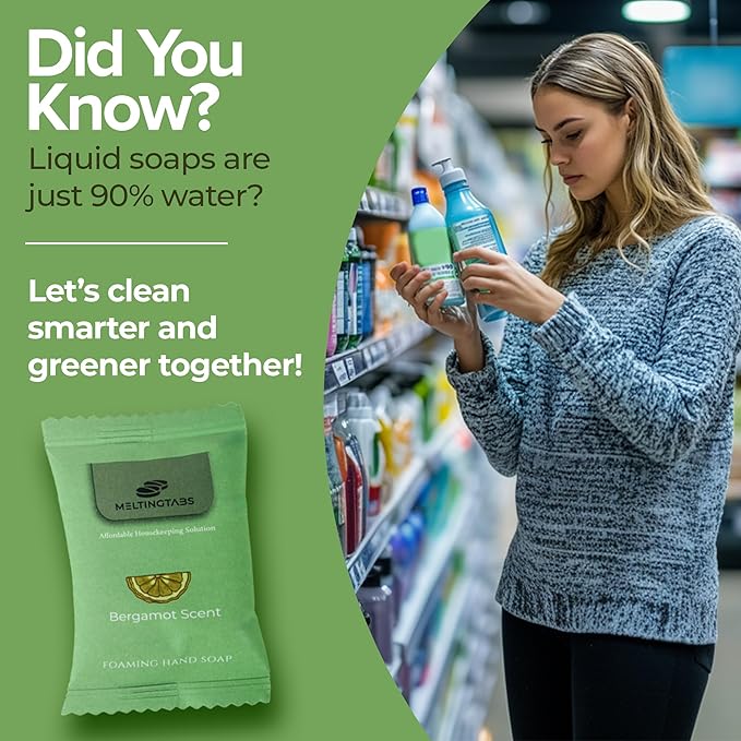 Foaming Hand Soap Refill Tablets - Bergamot Scent - Hand Wash Concentrate, Portable 10-Pack Travel Tablets