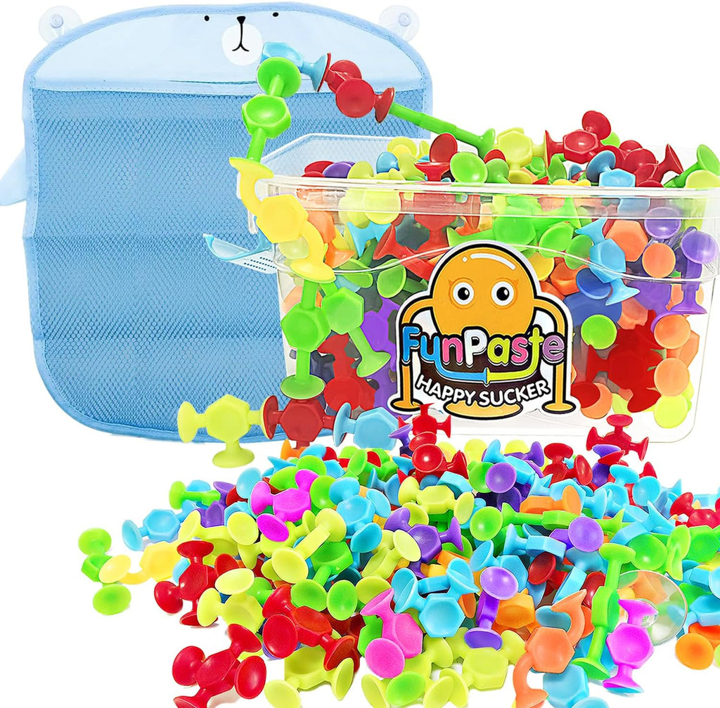 165Pcs Suction Cup Toy Bath Sensory Toys for Kids Genius Suckers Building Toys Party Favor Gift for 3 4 5 6 Year Old Boy Girl Toddler Travel Fidget Window Toy with Storage Organizer