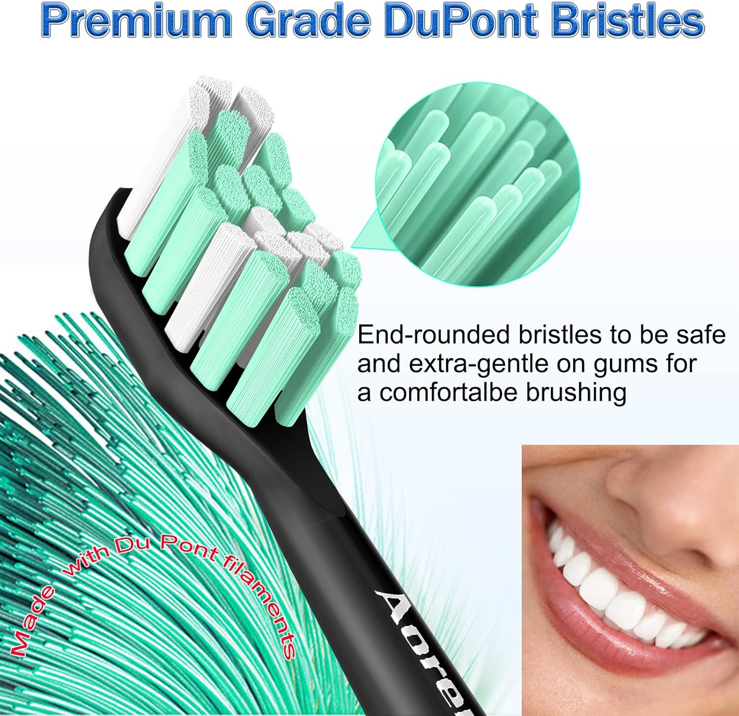 Aoremon Replacement Heads for Sonicare - Replacement Brush Heads Compatible with Philips Sonicare Snap-on Electric Toothbrush (Black),8 Pcs