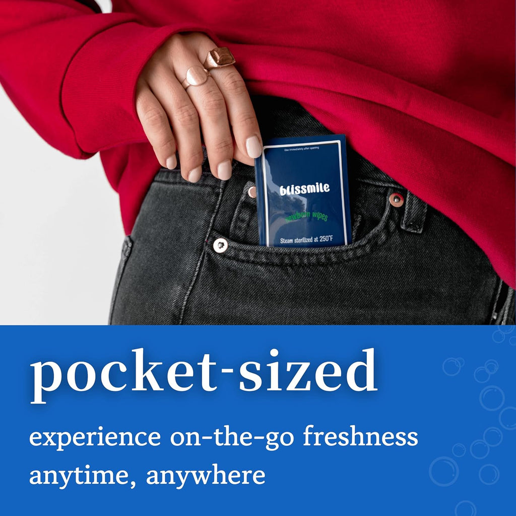 Individual Travel Wipes - 100% Water - Hand, Face & Body - Unscented Wet Wipes for Baby & Adult with Sensitive Skin - Mini Feminine Wipes for Women - Individually Wrapped, On the Go Essentials - 110ct