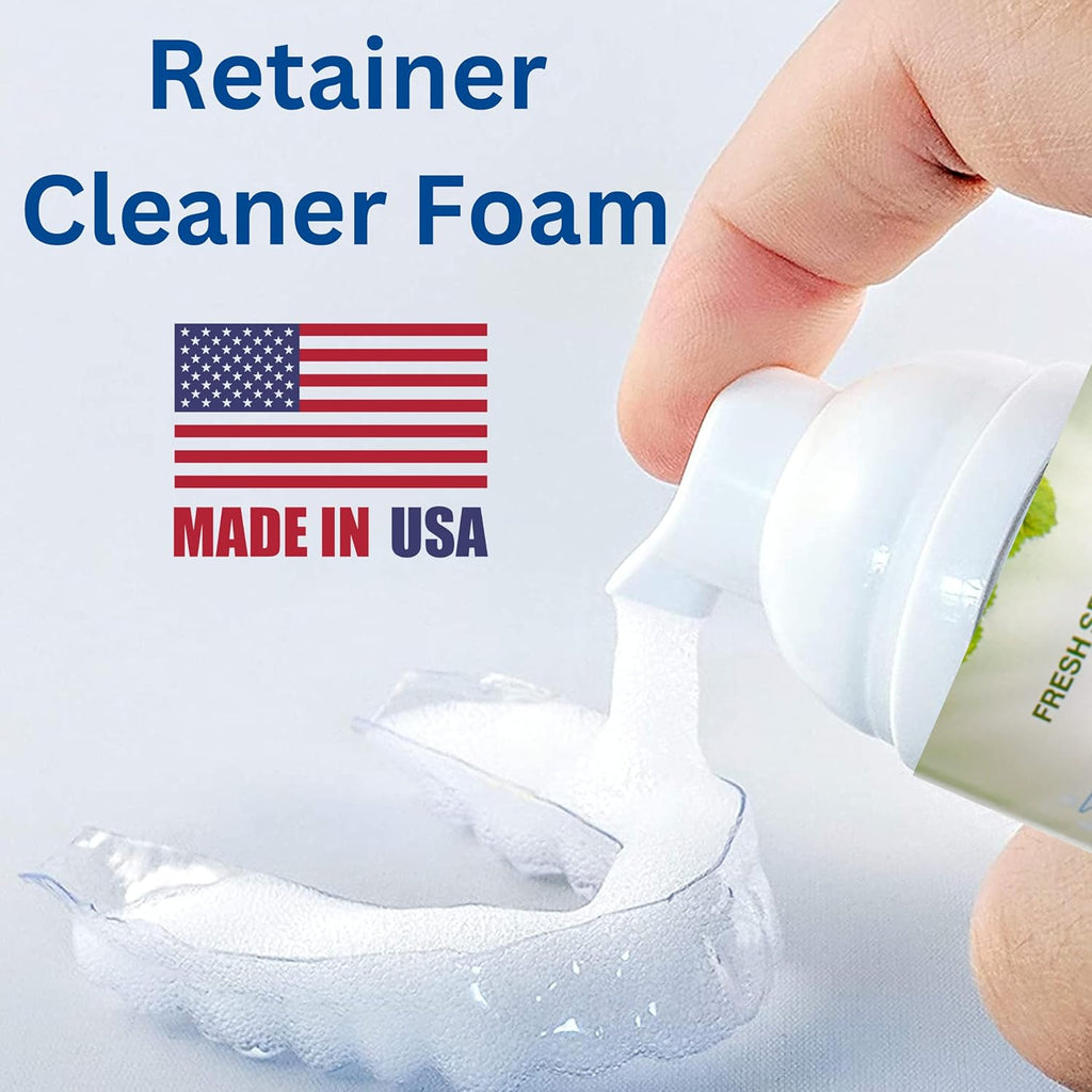 Retainer Cleaner & Aligner Cleaner FoamBright, Great for Invisalign, Teeth Whitening Foam, Candid, Byte, Denture Whitener Toothpaste & Braces Cleaning Peroxide Free Oral Care Replaces Tablets, Paste