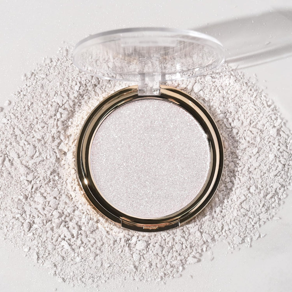 YOUNG VISION Pressed Powder Highlighter, Baked Natural Glow Contour Powder & Face Highlighter, Cruelty Free, Shimmer Highlighting Makeup for Face, Eye, Eyeshadow, Body, Skin (Silver)