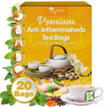 20 Tea Bags - Anti-Inflammaherb Loose Leaf Tea, 100% Natural from Ginger, Turmeric, Peppermint, Black Pepper, Cinnamon. No Sugar, No Caffeine, No Gluten, Vegan