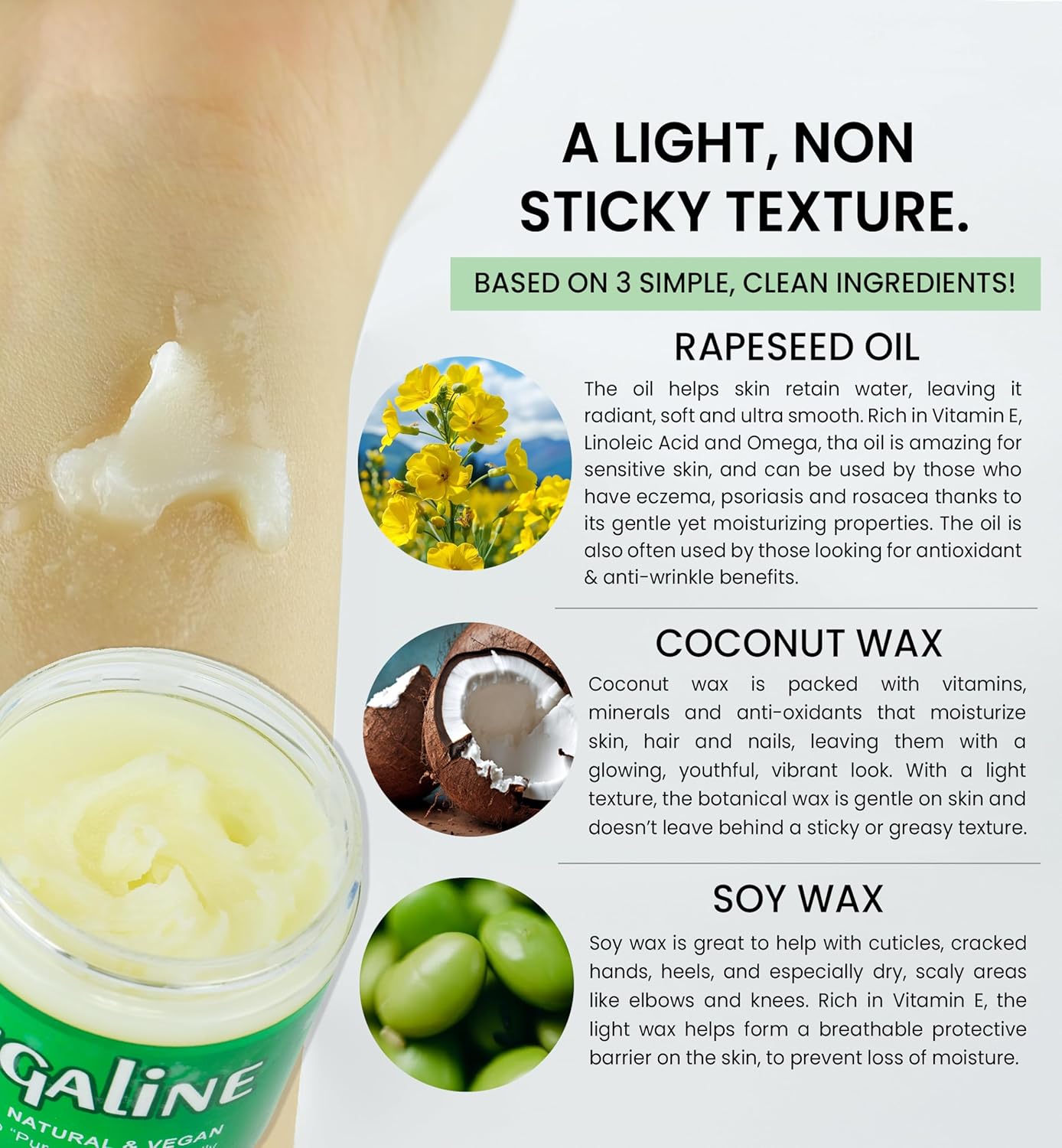 Vegaline - 100% Natural, Vegan & Hypoallergenic Alternative to Petroleum Jelly - Unpetroleum - Lips, Hands, Baby, Makeup Remover and More (4 Ounce)