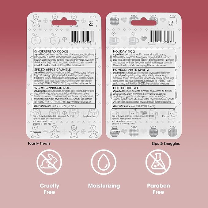 ChapStick Lip Balm, Holiday Variety Packs (6 Sticks) – Sips & Snuggles + Toasty Treats Flavored Lip Moisturizers, Stocking Stuffers, Gifts, 0.15 Oz Ea