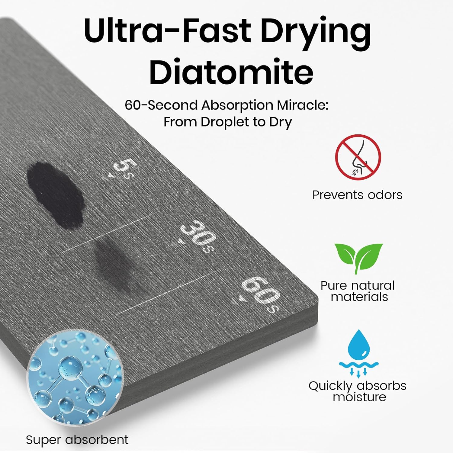 BOTEMY Toothbrush Holder with Instant Drying Stone - Bathroom Counter Organizer, Kids Electric Toothbrush Toothpaste Holders, Bathroom Sink Organizers and Storage,Black