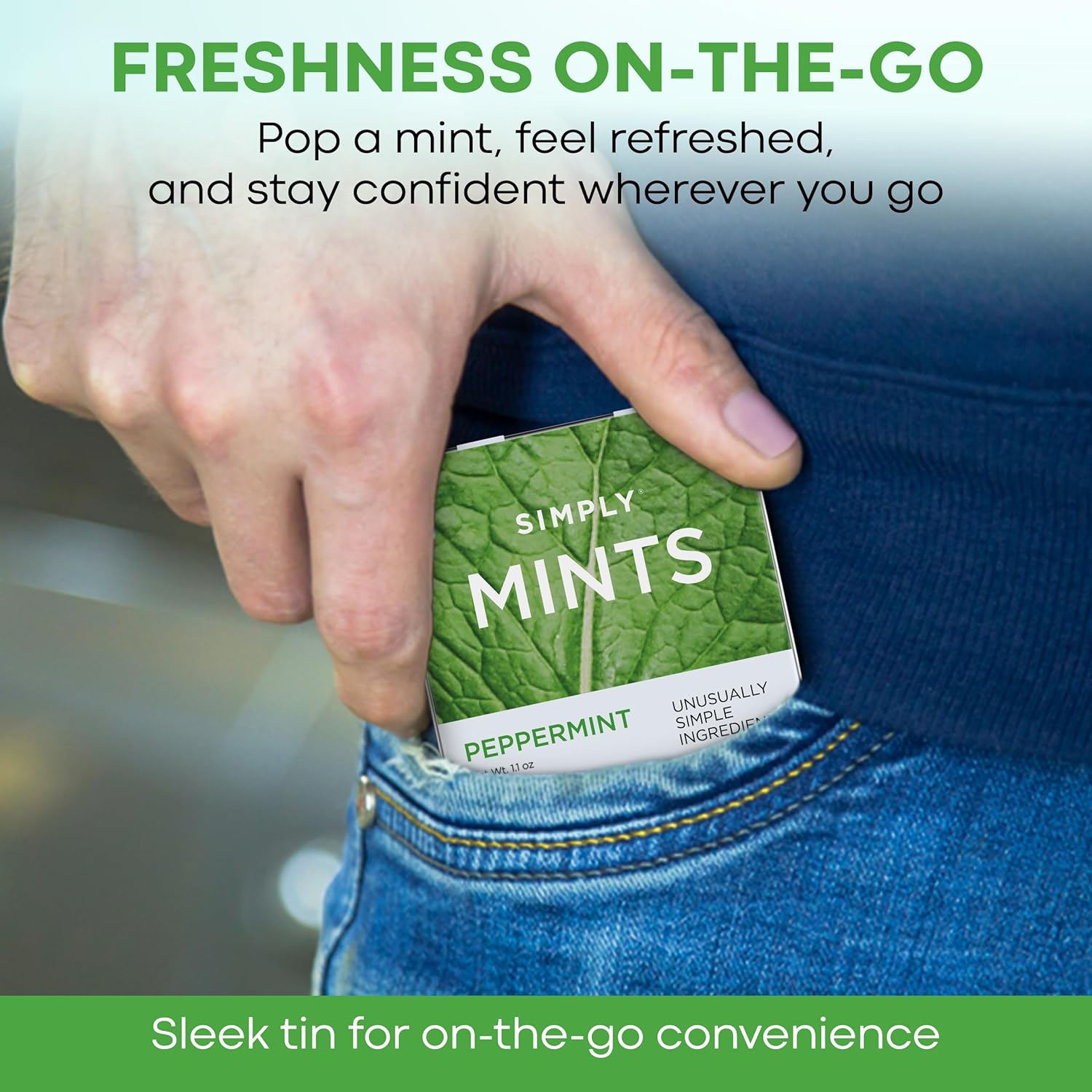 SIMPLY Mints | Peppermint Breath Mints | Pack of Six (180 Pieces Total) | Breath Freshening + Aspartame-Free + Vegan + non-GMO