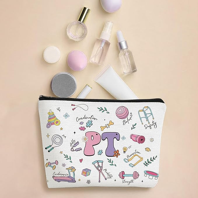Physical Therapist Makeup Bag Gifts for Women, PT Appreciation Cosmetic Bag, Rehabilitation Therapy Zipper Pouch, Physical Therapy Accessories for Therapist, Teacher, Coworker