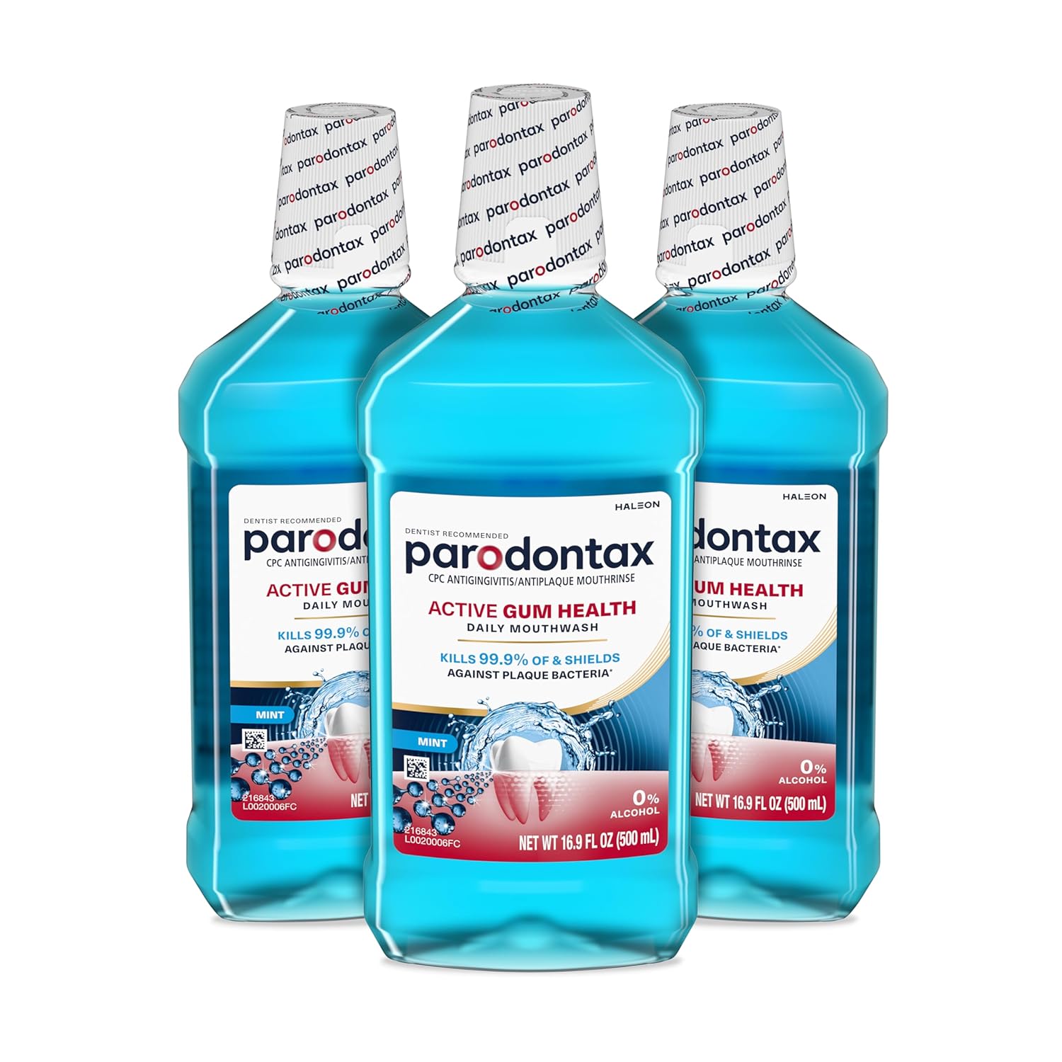 Parodontax Active Gum Health Mouthwash, Antiplaque and Antigingivitis Mouthwash, Mint, 3x16.9 Fl Oz