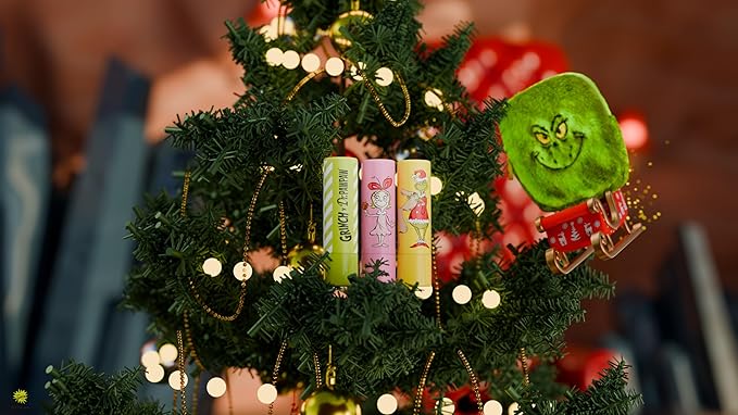 Dr. PawPaw The Grinch Set - Original, Peach Pink, Candy Cane - Lip Scrub and Natural Lip Balm - Gluten Free Care to Exfoliate and Moisturize - 3 pc