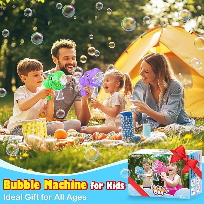 3 Bubble Guns Kids Toys - Rechargeable Bubbles Machine Outside Toys for Ages 3-5 Birthday Gift 3 4 5 6 7 8 Year Old Christmas Stocking Stuffers New Year Eve Gift Easter Valentine (Green+Blue+Purple)