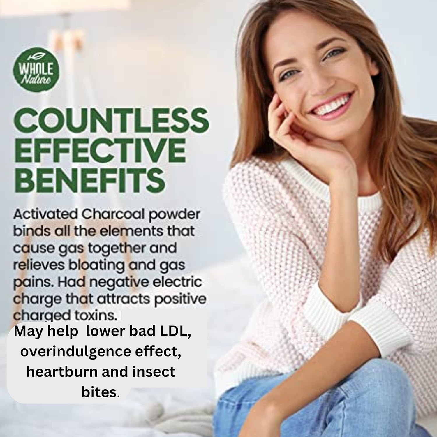 Pure Coconut Activated Charcoal Capsules - 180 Charcoal Pills, Helps with Teeth Whitening, Bloating and Body Cleansing. Non-GMO - Gluten Free, Vegan