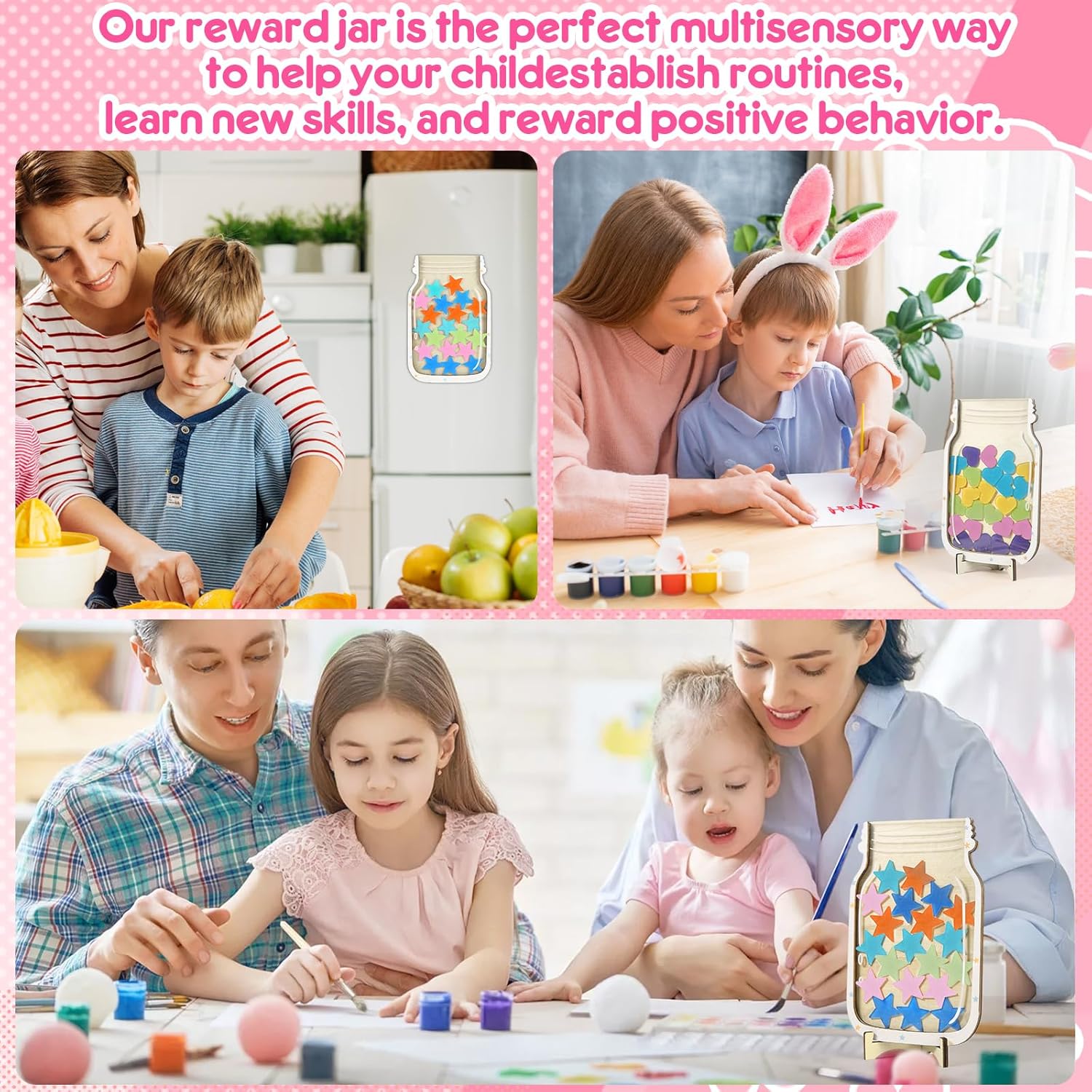 2 Pack Reward Jar for Kids Star and Heart Reward Jar Magnetic Reward Jar for Classroom Toddlers Potty Training Reward Home Kids Incentive Good Home Training for Boys Girls,Star+Heart