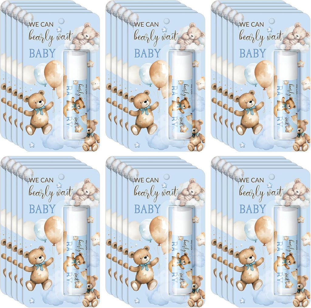 30 Pack Blue Bear Baby Shower Games Prizes Gifts Bulk Bear Lip Balms Favors for Winners Boys Girls Gender Reveal Favors Decorations Halloween Thanksgiving Baby Shower Souvenirs Gift Bags Stuffer