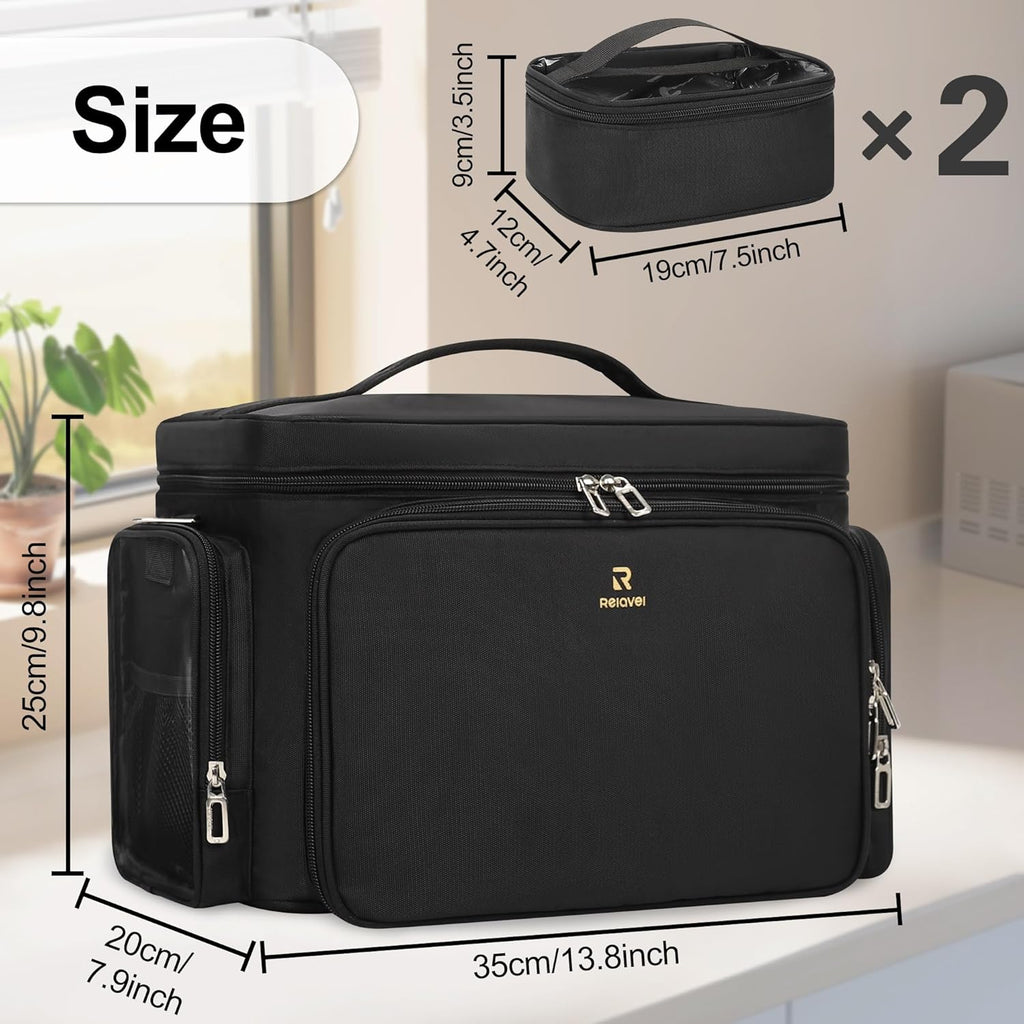 TANTO Travel Makeup Bag, Portable Large Makeup Organizer Bag Makeup Artist Bags Big Cosmetic Travel Bag with 2 Pouches & Detachable Dividers, Toiletry Bag for Cosmetic and Toiletries, Hair Supplies