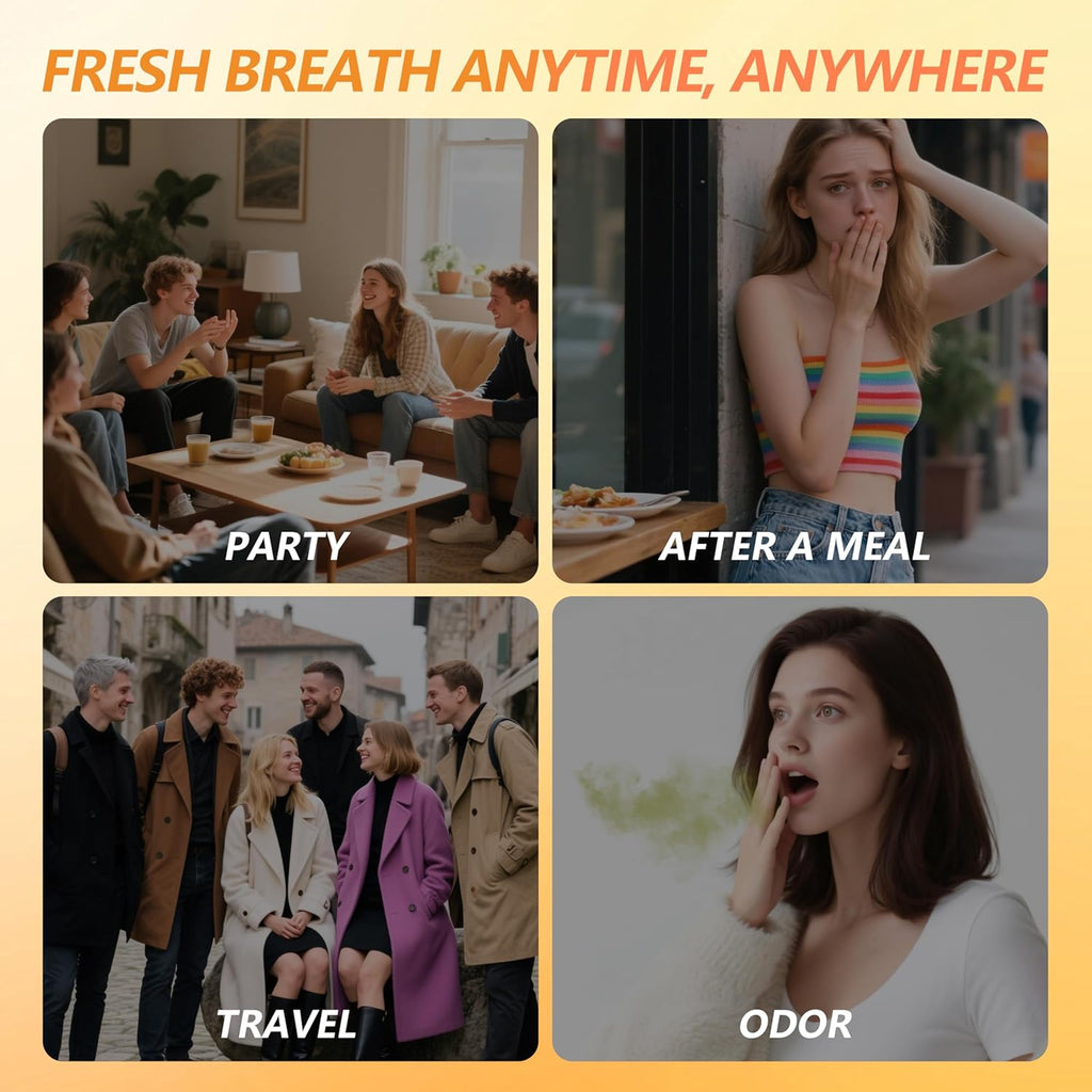 Oral Spray – Fresh Breath, Dual Cooling Experience & Convenient On-The-Go Design – Perfect for Freshening Breath Anywhere, Anytime (Orange, 2 Count)