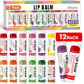 AZEN 12 Pack Lip Balm, Natural Lip Balm Bulk, Lip Care Product, Moisturizing Lip Balms for dry cracked lips - 12 Flavors