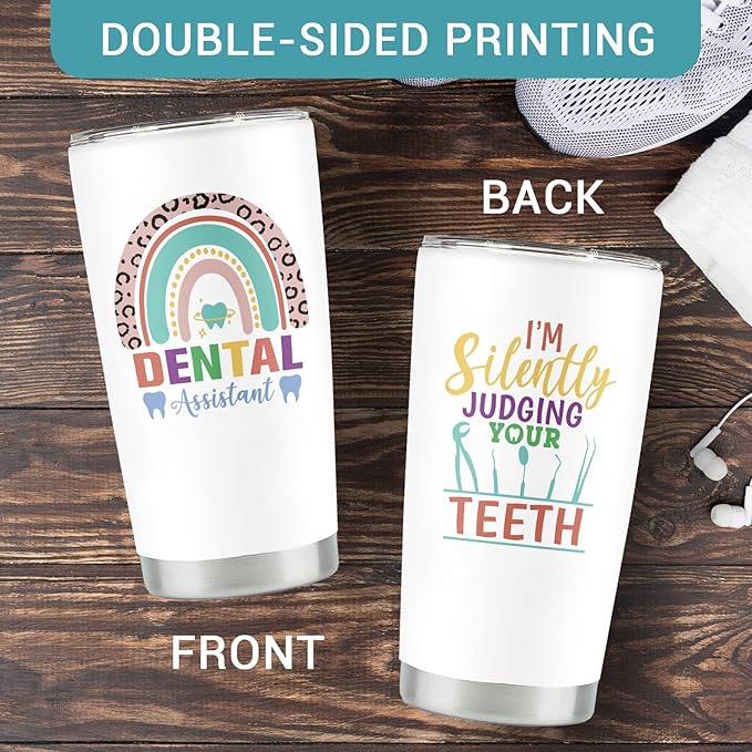 Dental Assistant Gifts for Women Men, Christmas Gifts for Dental Assistant, Appreciation Gift for Deatal Assistant, Dental Gift for Deantal Assistant, 20 oz Stainless Steel Tumbler