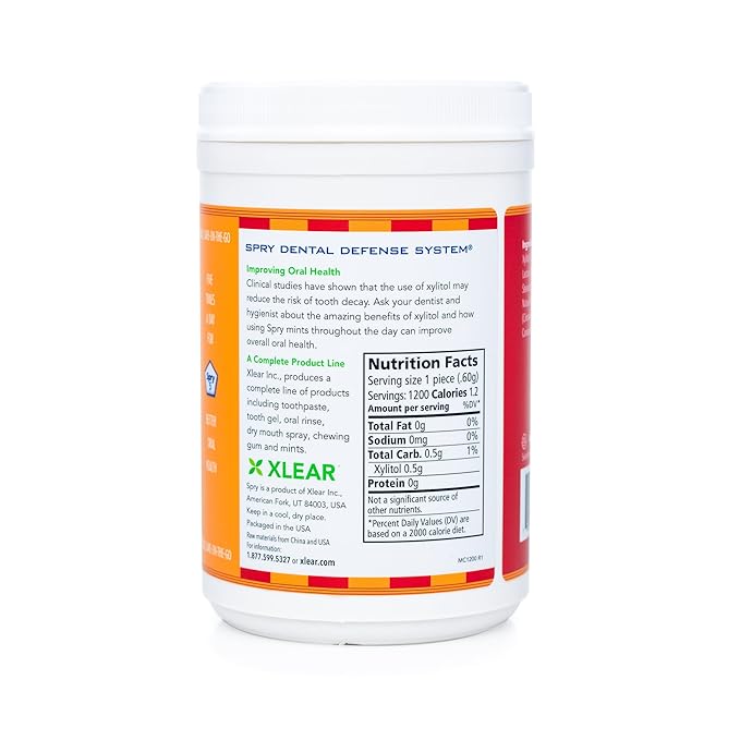 Spry Xylitol Cinnamon Mints Sugar Free Candy - Promote Oral Health, Increase Saliva Production, Stop Bad Breath, Non-GMO, Gluten-Free, 1200 Count (Pack of 1)