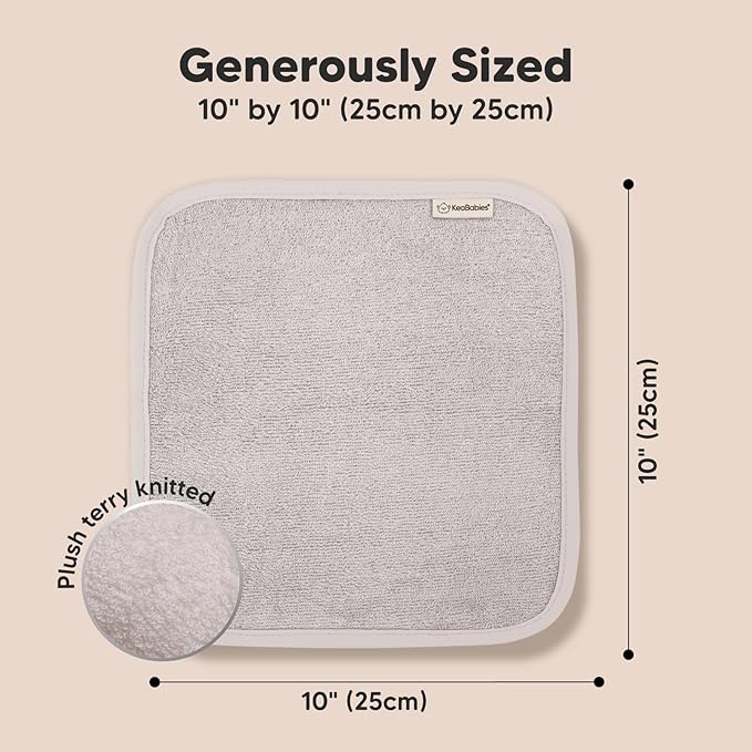 6-Pack Baby Washcloths - Soft Absorbent Viscose from Bamboo Wash Cloths for Babies, Kids, Toddlers, Infant, Newborn Bath Towels,Gentle on Sensitive Skin,10x10 Reusable Face Towels(Heather)