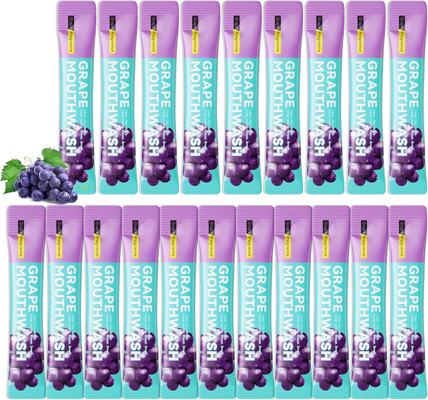 Mini Mouthwash Travel Size,Grape Flavor Portable Individual Travel Mouth Wash for Fresh Breath, Refreshing Long Lasting Gentle Oral Care Mouthwash Packs(Pack of 20)
