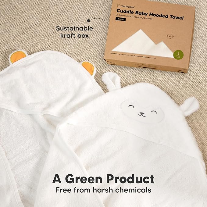 KeaBabies Hooded Baby Towel for Newborn - Viscose Derived from Bamboo Large Baby Bath Towels with Hood for Boys, Girls, Toddler, Extra Absorbent & Soft Newborn Bath Essentials (Bunny, Regular)
