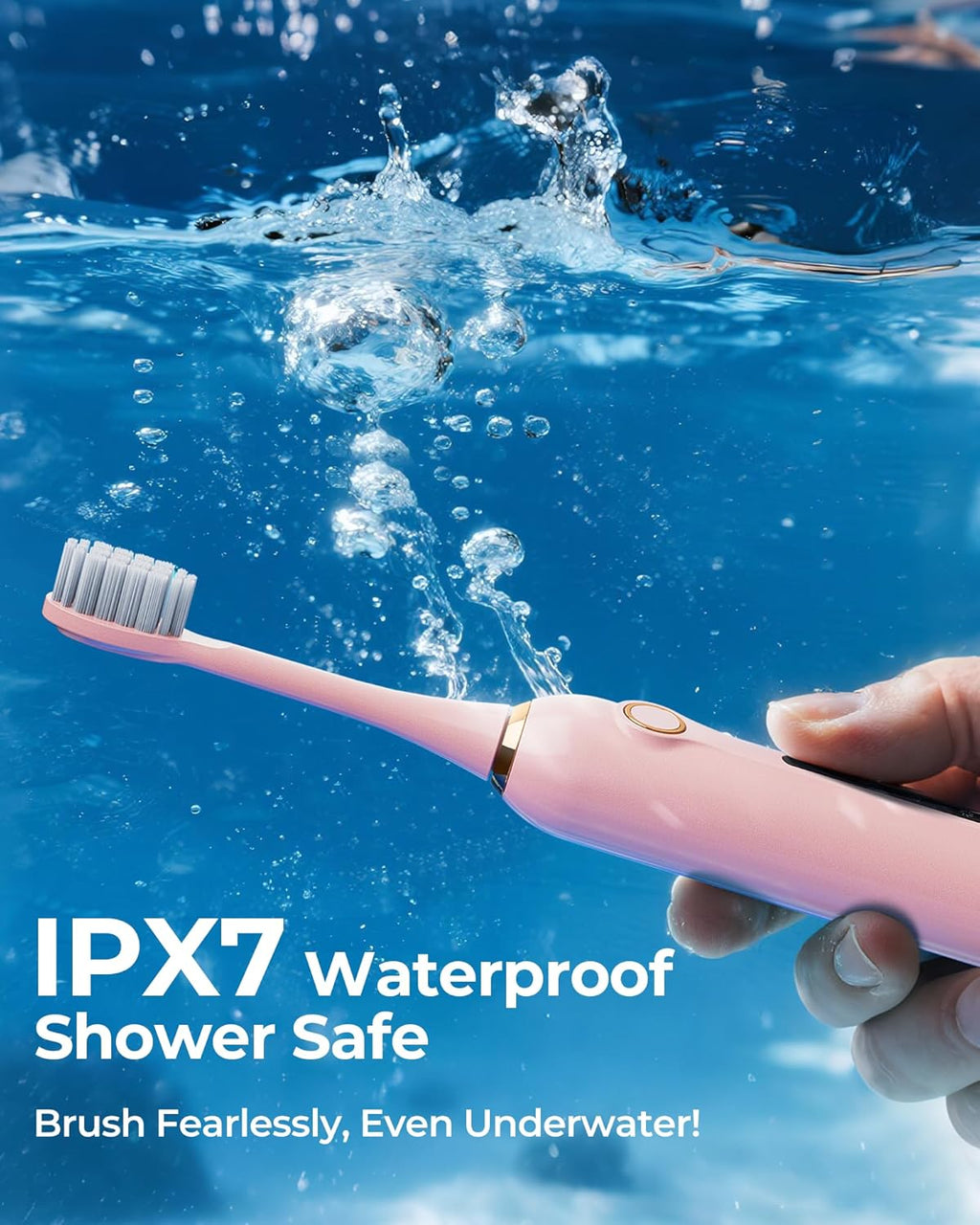 Pink Electric Toothbrushes, with 8 Brush Heads, 1 Travel Toothbrush Case, for Adults and Kid Electric Toothbrush, Long 180-Day Battery Life, 6 Modes, IPX7 Waterproof, Smart 2-Minute Timer.