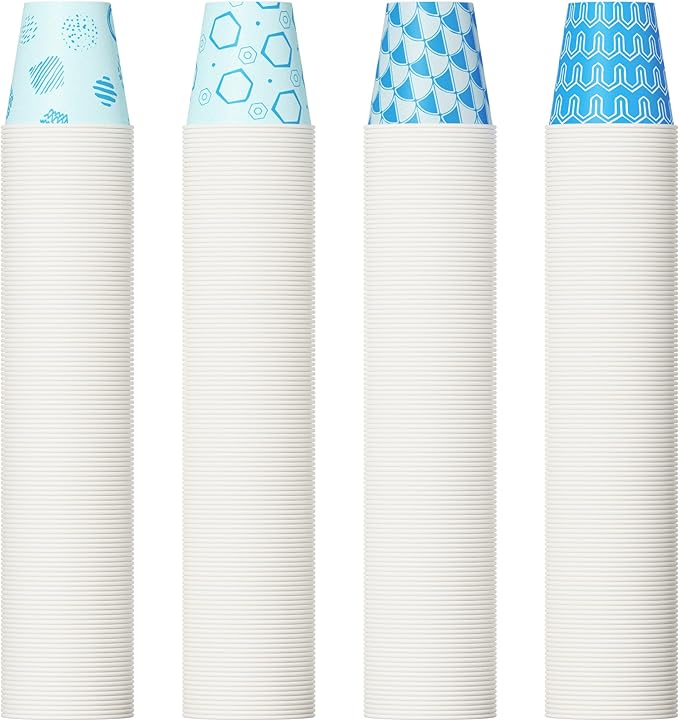 [800Pack] 3 oz Paper Cups, Small Mouthwash Cups, Disposable Bathroom Cups, Paper Cups for Party, Picnic, BBQ, Travel, and Event, Assorted designs